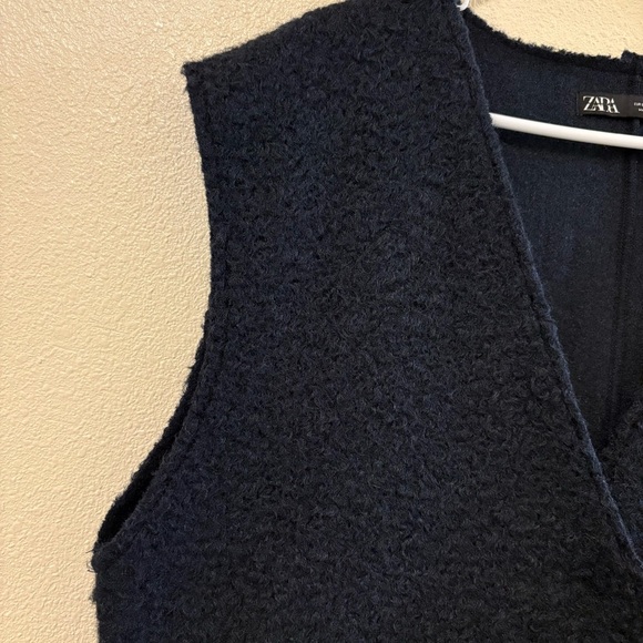 Zara Black Sleeveless long textured vest NWOT woman’s size large - Picture 11 of 16